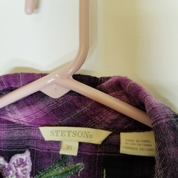 STETSON WOMEN'S AMETHYST OMBRE PLAID SHIRT XS Western Rodeo southwest Cotton - Picture 6 of 12
